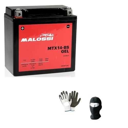 DESCRIZIONE E CARATTERISTICHE PRODOTTO: BATTERIA MALOSSI MTX14-BS IN GEL PRECARICATA SIGILLATA -BATTERIA PRONTA PER L’UTILIZZO, COMPLETA, BISOGNA SOLO MONTARLA, GIA’ CARICA!! -Sigillata/ermetica, -precaricata (attivata in fabbrica - Factory Activated) - A tenuta stagna -12 Volt 12 Ah ampere -NEL TITOLO INDICHIAMO IL MODELLO SPECIFICO PER LA TUA MOTO, SCOOTER O QUAD!!