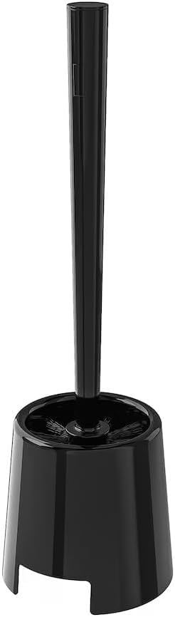 BOLMEN Toilet brush and holder Black or White plastic with Strong Dense Bristles (Black)