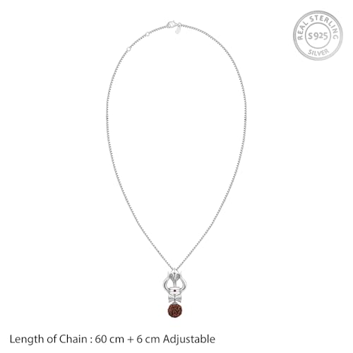 Image of GIVA 925 Silver Trishul Rudraksha Pendant With Box Chain For Him| Necklace to Gift Men & Boys| With Certificate of Authenticity and 925 Stamp | 6 Months Warranty*
