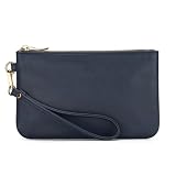 GM LIKKIE Wristlet Purse for Women, Evening Clutch Purse with strap for Party and Prom, Beach Bag for Summer (Navy Blue PU Leather)
