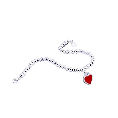 Bijoux en argent S925 raffiné avec un pendentif cœur rouge éclatant pour femme