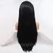Lucyhairwig 180% Density Black Synthetic Lace Front Wig Long Straight Heat Resistant Fiber High Temperature Replacement Lace Front Wigs For Women Daily Makeup Wigs 24inch