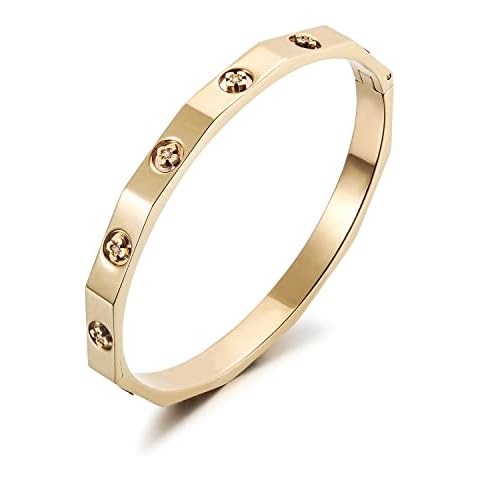 CIUNOFOR 14K Gold filled Bangle with Floral Flower Bangle Gilded Floral Engraved Bracelet A Timeless Piece of Art Bangle for Women and Men Adlut Jewelry Cover
