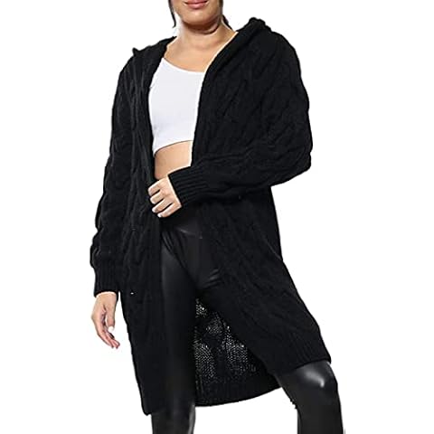 H&F Women's Chunky Hooded Longline Cape Cardigan Cover
