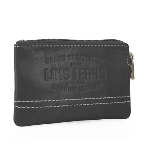 Lois - Porte Monnaie Homme Cuir Souple Petit Format - Petit Porte Monnaie Homme - Bourse Porte Monnaie Multi Rangements Anti RFID. Porte Carte Cuir., Noir