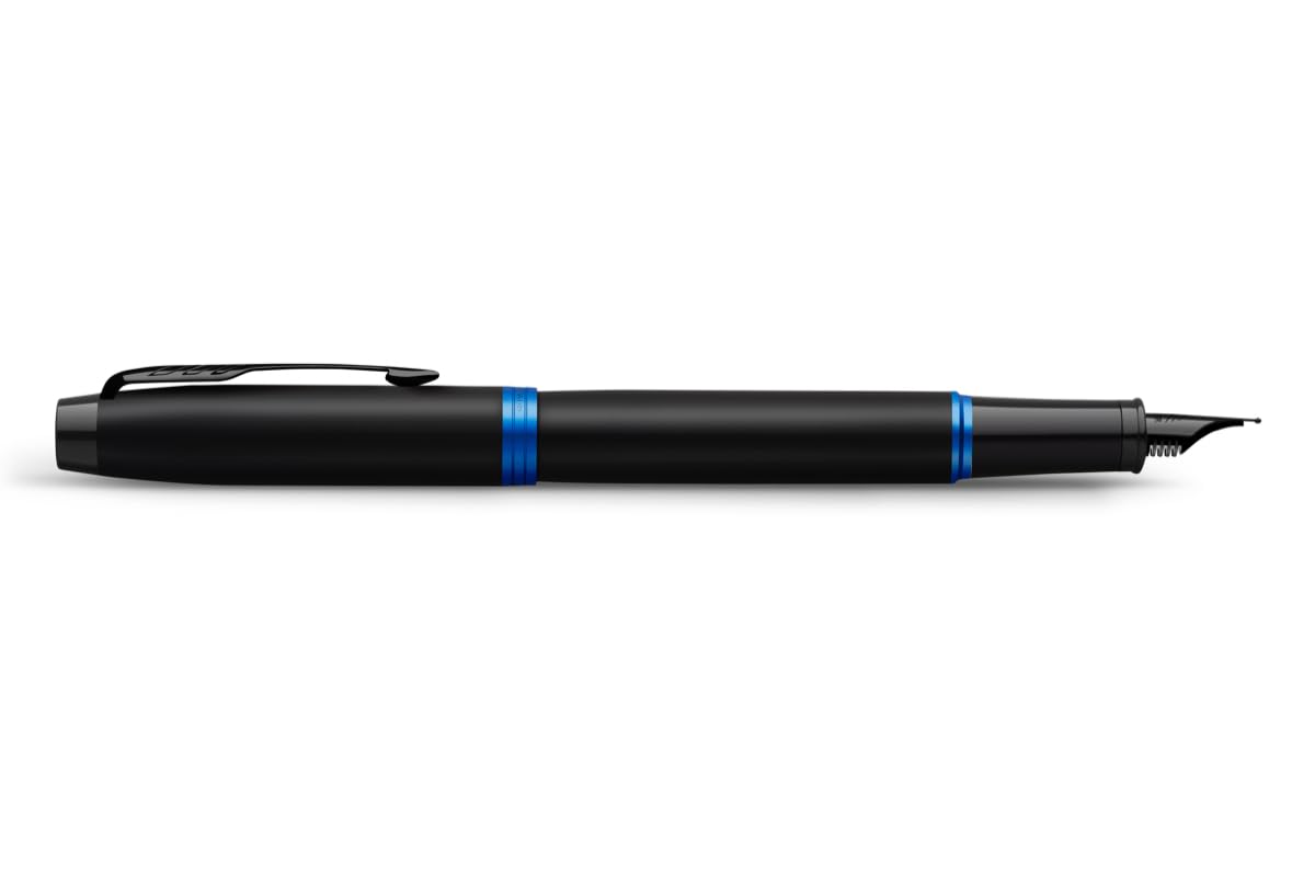 PARKER IM Professionals Vibrant Rings Set Füllfederhalter und Kugelschreiber mit Gravur | Premium Stift | Geschenkbox | personalisiertes Geschenk | Namen | Geburtstag (Blue PVD)