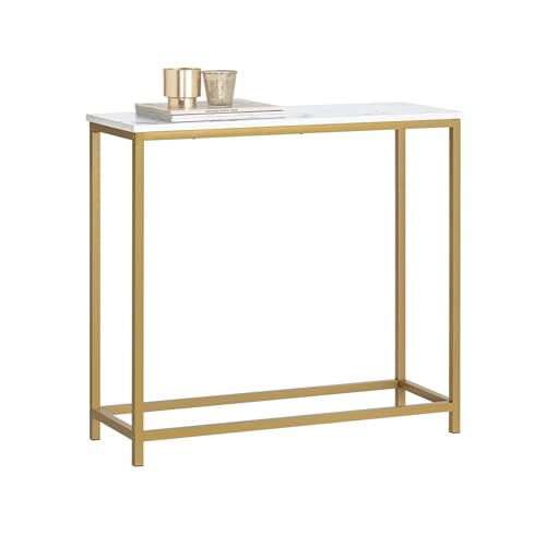 SoBuy FSB29-G Table Console Table d'Appoint Bout de Canapé Table d’Entrée Effet Marbre Cadre et 4 Pieds en Fer Haute Qualité – L80cm x P30cm x H75cm -...
