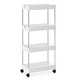 OTK Storage Cart 4 Tier Mobile Shelving Unit Organizer, Utility Rolling Shelf Cart with Wheels for B