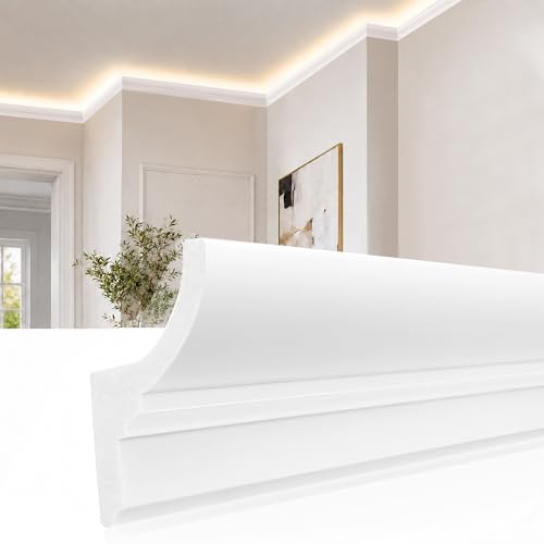 Image of moonoom 10 Pack 39 Ft Ceiling Crown Molding Trim, High Impact Ceiling Decorative Moulding, Room Top Light Strip Crown Molding for Ambient Home Bedroom Living Room Lighting (Style C)