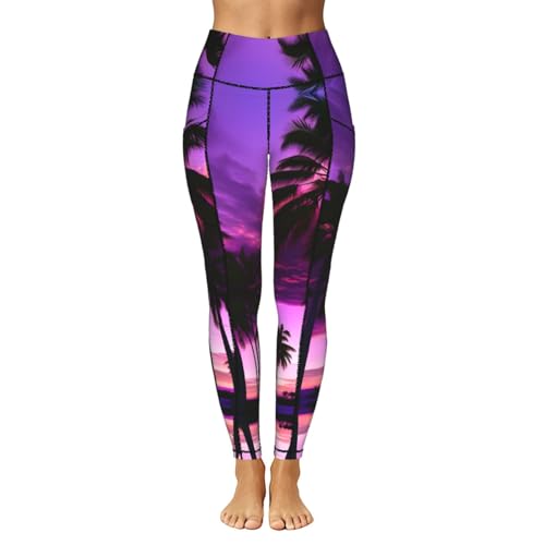 Leggings con estampado de puesta de sol anti transparencias con bolsillos 2