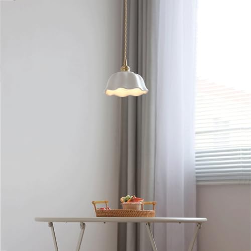 Lampe à suspension céramique avec plafonnier encastré et vis E27 - 5