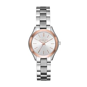 Michael Kors Women’s Watch Mini Slim Runway 33 mm Case Size, Three Hand Movement, Stainless Steel Strap