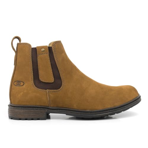 Botina Chelsea Nobuck de Camurça Bota Masculina de Elastico para Trabalho Couro Legitimo (Palha, BR,