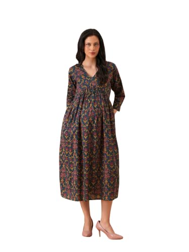 Image of The Mom Store Maternity and Nursing Dress | Pre and Post Pregnancy Dress for Womens | Zipper /Button Opening | Causal Wear | Trendy Stylish Causal Dresses for New Moms