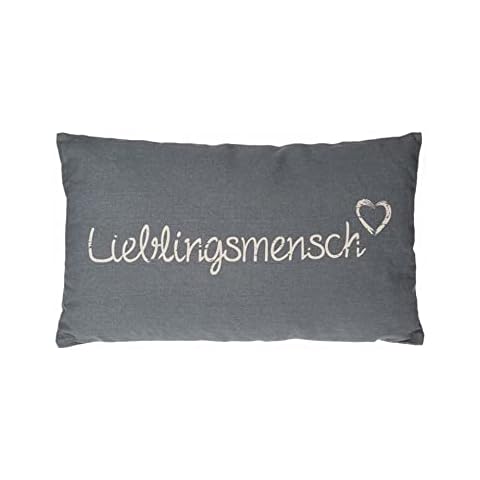 Seaside No.64 - Kissen Lieblingsmensch in grau mit heller Schrift - 30 x 50 cm mit Reißverschluss für dein Bett, Sofa, Boot oder die Terrasse Cover