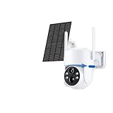 KKENZA Cámara Solar WiFi 2K de 4 MP con Panel Solar, PTZ, batería, protección de Seguridad, PIR, detección Humana, cámara IP de vigilancia(4MP 128G SD Card)