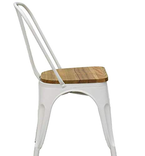Chaise bistrot industrielle Laoban métal noir assise bois orme pour loft moderne