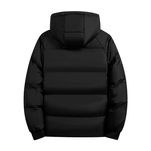 Loose Fit Men's Drawstring Hooded Zipper Puffer Winter Warm Coat2