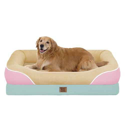 Image of Chez Paw Waterproof Orthopedic XL Dog Bed for Large and Extra Large Dogs | Egg Crate Foam, 4-Sided Bolster Support, Waterproof Liner, Non-Slip Bottom, Machine Washable Cover, 42 x 30 Inch