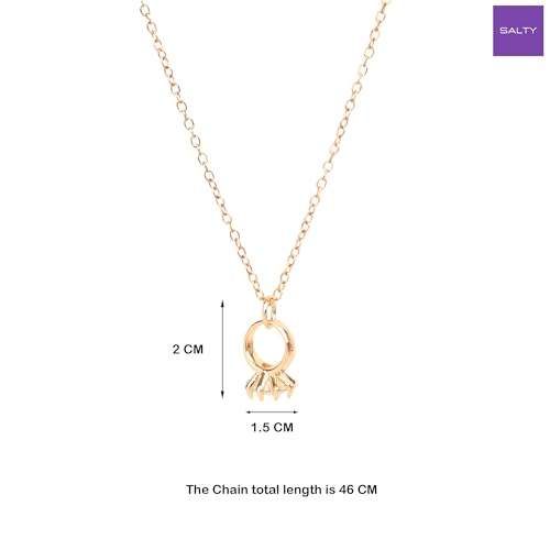 Image of SALTY Anti Tarnish Promise Ring Pendant Necklace for Women | Stylish Locket Chain | Fashion Jewellery Accessories for Girls | Minimal Jewelry | Ideal for Gifting | Marriage, Birthday | Gift for Valentine Day