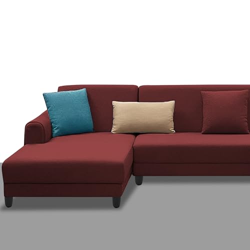 Image of Kraven LHS 6 Seater L Shape Sofa Set for Living Room (Maroon Fabric) Premium Fabric Sofa