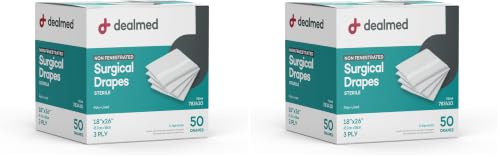 Image of Dealmed Non-Fenestrated Sheets - 50 Count 3-Ply Poly-Lined Drape Sheets, White Material, Perfect for Hospitals, Medical Facilities, and Physicians' Offices, 18 inch x 26 inch (Pack of 2)