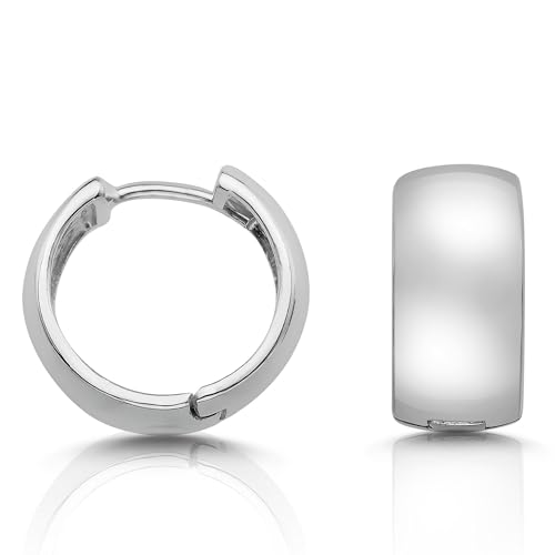 CASSINI Klappcreolen Ohrringe Silber 925 – Creolen Silber 925 Klein, Poliert aus 925 Sterling Silber, Rhodiniert Breite Creolen für Damen,Ohrringe Allergiefrei und Nickelfrei, ø ca. 16,5mm – 3CTD