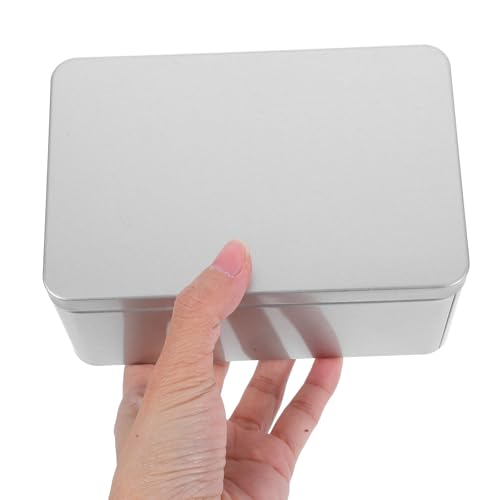 Caja de almacenamiento de metal con diseño elegante y acabado plateado rectangular 5