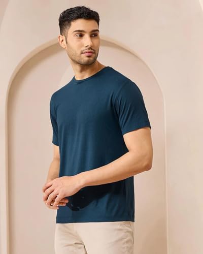 Image of Wellbi Bamboo Men's Tshirt - Ultra-Soft, Breathable & Sustainable | Premium Cotton Blend for Supreme Comfort | Stylish & Eco-Friendly T-Shirt for Men | Tshirt Men Cotton