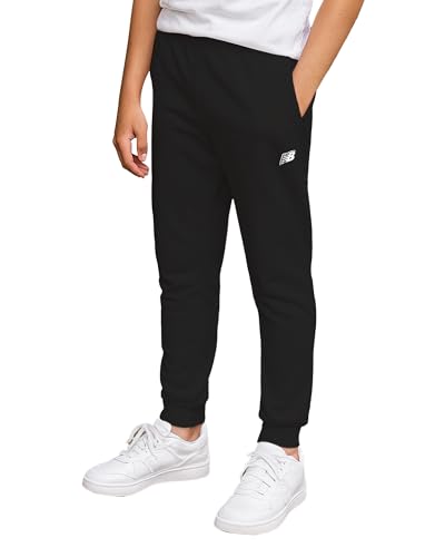 New Balance Boys Sweatpants - Active Performance Fleece Boys Joggers with Drawstring Waist - Athletic Pants for Kids (8-20), Size 10-12, Deep Black