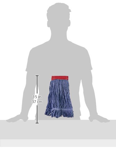 AmazonBasics Loop-End Synthetic Mop Head, 5-Inch Headband, Medium, Blue - 6-Pack