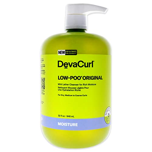 DevaCurl Low-Poo Original Mild Lather Cleanser for Rich Moisture, Green Oasis, 32 fl. oz.