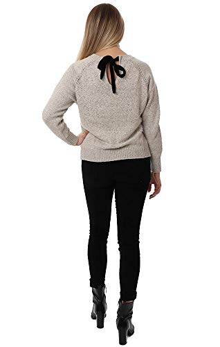 Jack By Bb Dakota Junior's Secret Bow-Mance Cable Knit Sweater With Contrast Velvet Tie, Ivory, Small #TOP3