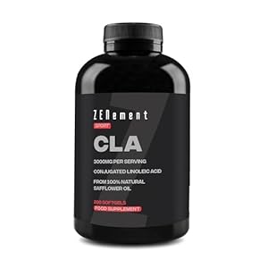 CLA 3000mg (3 softgels), 100% Natural Safflower Oil, 200 Softgels | Gluten Free, Non-GMO | Zenement