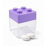 C.X.Y. Lot de 24 boîtes de style brique en PP transparent avec couvercle coloré, 5 x 5 cm, boîtes rigides pour dragées, bonbons et bonbonnières, design modulaire, couleurs assorties (Lille)