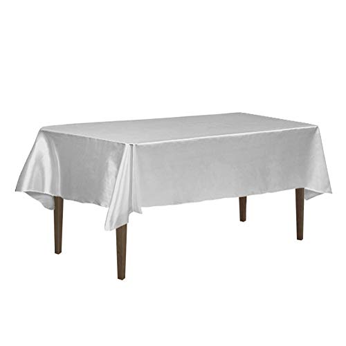 LinenTablecloth 60 x 102-Inch Rectangular Satin Tablecloth Silver