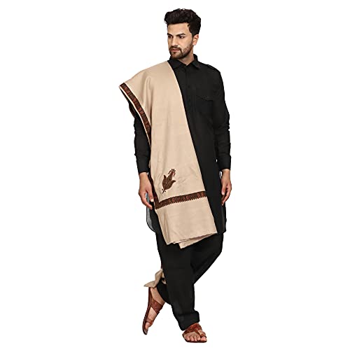 Image of SWI WITH LABEL Men's Kashmiri Embroidered Wool Shawl