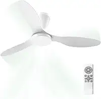 Ventilador de Teto com Controle Remoto Silencioso 6 Velocidades Função Reversa LED 21W Ajustável com Memória Moderno 220V/110V, Branco