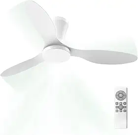 Ventilador de Teto com Controle Remoto Silencioso 6 Velocidades Função Reversa LED 21W Ajustável com Memória Moderno 220V/110V, Branco