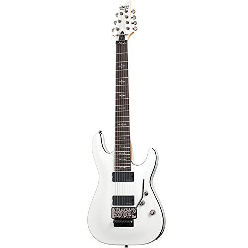 Guitares électriques SCHECTER DEMON 7, FLOYD ROSE VINTAGE WHITE 7 Cordes - Les Beatles, Paul McCartney, John Lennon, RIngo Starr, George Harrison Guitares électriques SCHECTER DEMON 7, FLOYD ROSE VINTAGE WHITE 7 Cordes