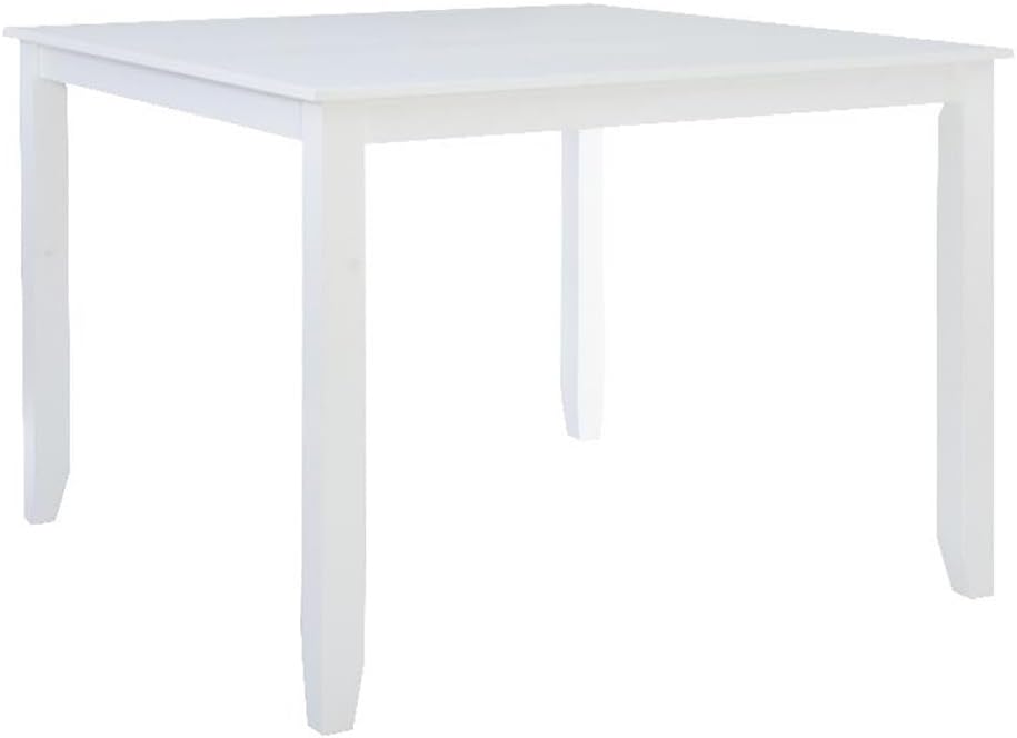 Pemberly Row Square Counter Height Dining Table, 48" L x 48" D x 36" H, Acacia Wood Veneer, Pure White Finish, Seats 4, Compact Design for Kitchen or Dining Room
