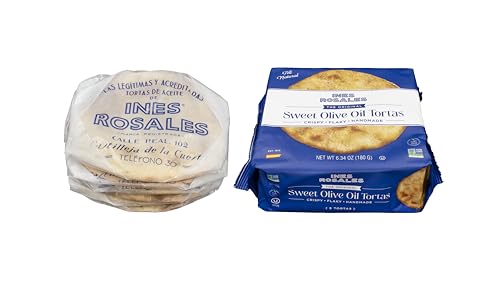 Ines Rosales Original Sweet Olive Oil Tortas ( Pack of 2) (Tortas de Aceite Originales) 6.34 Oz (180 g) pack, contains six Fine Mediterranean Crisps (Tortas) individually wrapped