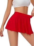 Kepblom Women's Rave Skirt - Micro Skirt Sexy Pleated Mini Skirt for Festival Costumes, Party, Beach,Red,M