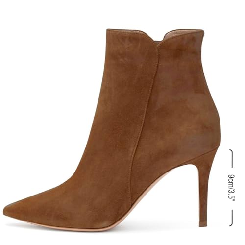 JANSEVEN Women's Heeled Ankle Boots Stiletto High Heel Booties Pointed Toe Comfortable Sexy Classic Short Boots2