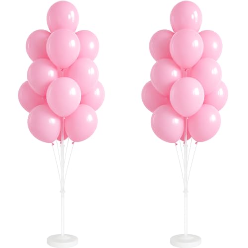 Image of Balloon Column Kit for Floor- Set of 2,Balloon Columns with Stand, Base and Pole,Balloon Tower Backdrop Decoration for Wedding, Baby Shower, Birthday Party, or Bachelorette Parties (Light Pink)