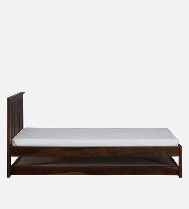 Image of Trundle Bed Single Seater Bed |Sheesham Wood, Walnut |Mattress Size: 36 x 78 Inches |Palang for Bedroom or Hotel Furniture Ideal for Home Decor | DIY-Assembly