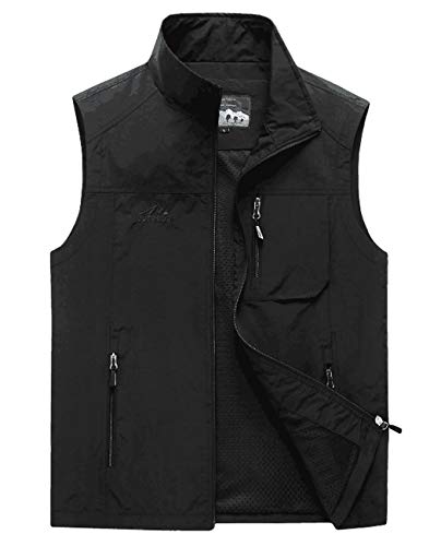 Image of Hixiaohe Mens Lightweight Vest Outerwear Casual Summer Outdoor Travel Vest for Hiking Fishing Golf Photo Work with Pockets