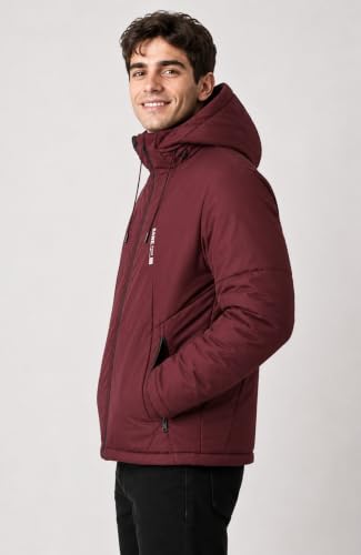 Image of SANE Men's Hooded Puffer Jacket, Quilted Winter Coat, Warm and Lightweight, Detatchable Cap