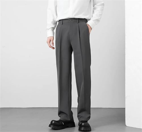 Men's Casual Business Elastic Waist Trousers Korean Style Slim Fit Black Gray Khaki Straight Pants Plus Size3