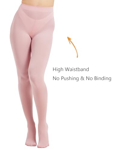 Image of DUCMODA Womens 80 Denier Opaque Tights, Women's Soft Solid Color Footed Pantyhose, High Waist Stocking with 30+ Colors